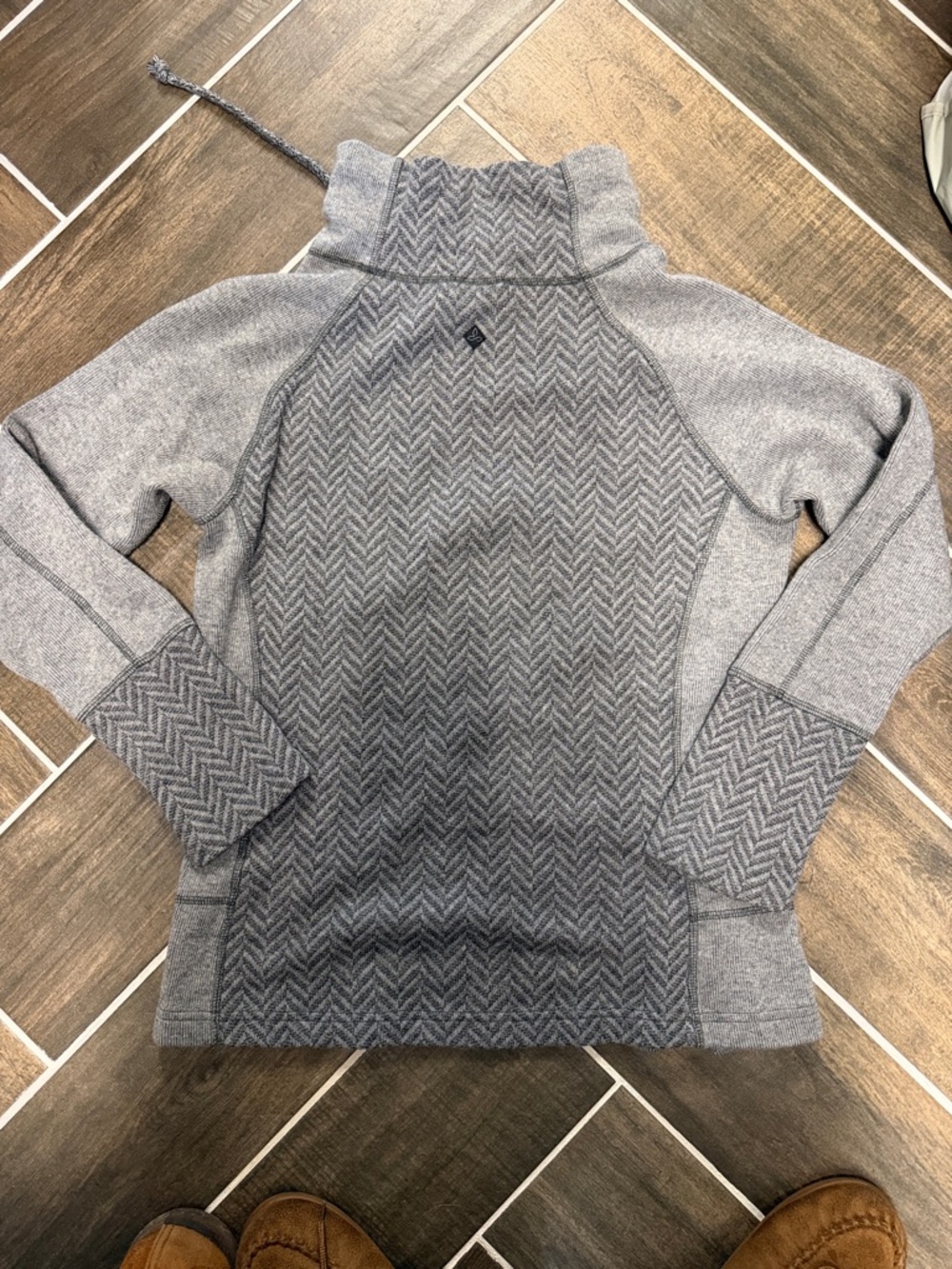 Prana Heather Gray Funnel Neck Pullover with Drawcord - Picture 3 of 3